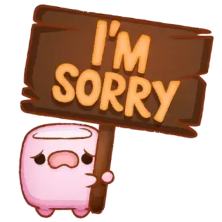 😞 I'M SORRY scusa, mi dispiace, carino, cartone animato, segno whatsapp sticker