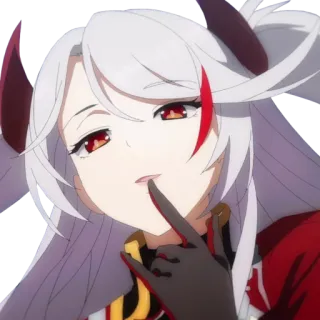 😏 anime, character, female, red eyes, white hair whatsapp sticker