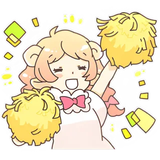 ✊ チアリーダー, 応援, ポンポン, かわいい, カワイイ, アニメーション whatsapp sticker
