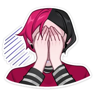 🙈 Anime, Emo, Hände, Facepalm, Sticker, Traurig, Weinend, Porträt whatsapp sticker