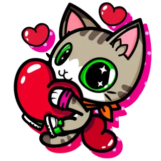 ❤️ gato, pegatina, animal, corazón, dibujos animados, lindo telegram sticker