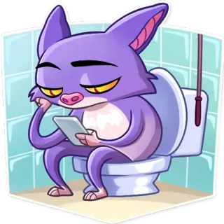 🚽 кот, туалет, чтение, смартфон, ванная, мультфильм telegram sticker
