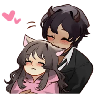 ❤️ สาวแมว, ปีศาจ, อนิเมะ, น่ารัก, ความรัก, คู่รัก whatsapp sticker