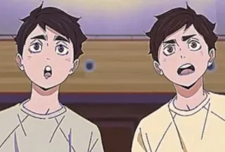 😮 Аниме, Персонажи, Близнецы, Удивлён, Мультфильм telegram sticker