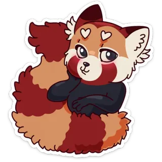 ☺️ 레서판다, 귀여운, 스티커, 동물, 만화, 하트 telegram sticker