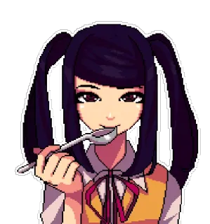 🍛 Anime, Ragazza, Cucchiaio, Carino, Pixel art telegram sticker