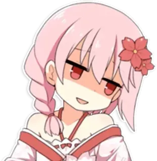 😅 Anime, Kawaii, Carino, Manga, Sticker, Sakura, Capelli rosa, Ragazza telegram sticker