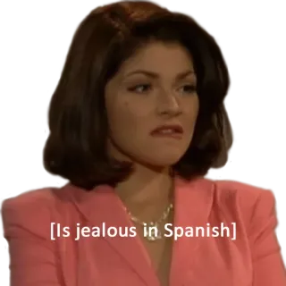 🤑 [Is jealous in Spanish] eifersüchtig, spanisch, Ausdruck, Frau, rosa telegram sticker