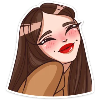 ☺️ Cartone animato, Donna, Bruna, Ritratto, Adesivo whatsapp sticker