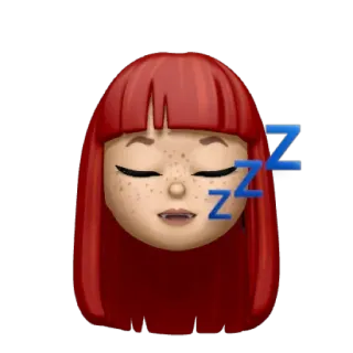 😴 Emoji, Dormire, Capelli rossi, Zzz, Stanco telegram sticker