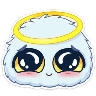 😇 可爱, 光环, 天使, 蓬松, 眼睛 telegram sticker