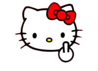 🖕 Hello Kitty ハローキティ, 漫画, キャラクター, 中指, 侮辱的 telegram sticker