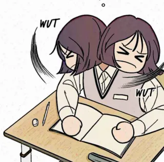 📱 WUT cartone animato, confuso, scuola, anime telegram sticker