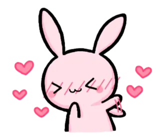 😊 lapin, amour, coeurs, mignon, kawaii, dessin animé whatsapp sticker