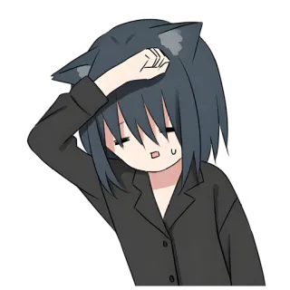 😌 Anime, Tai mèo, Mệt mỏi, Buồn ngủ, Manga, Kawaii telegram sticker