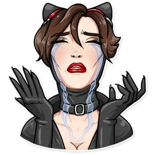 😭 piangere, catwoman, triste, emozioni, cattivo whatsapp sticker