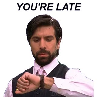 ⌚ YOU'RE LATE поздно, часы, ожидание, мужчина, время telegram sticker