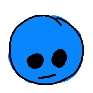 😐 blu, cerchio, cartone animato, personaggio, semplice, faccia, occhi telegram sticker