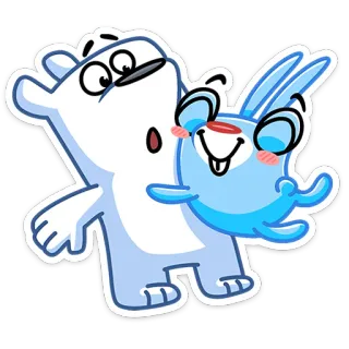 🤗 beer, konijn, knuffel, cartoon, schattig, vriendschap telegram sticker