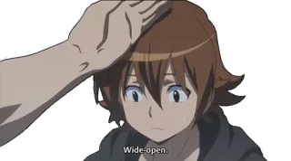👊 Wide-open. anime, manga, cartoon, text telegram sticker