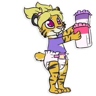 💰 มานุษยรูปนิยม, สัตว์, ผ้าอ้อม, ทารก, สติกเกอร์, การ์ตูน, เสือ, เฟอร์รี่ telegram sticker