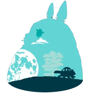 🐈 Totoro My Neighbor Totoro Totoro, Studio Ghibli, Anime, Cartone animato, Foresta, Luna, Silhouette telegram sticker