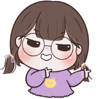 🥨 Cartone animato, Carina, Ragazza, Occhiali, Anime, Kawaii, Personaggio telegram sticker