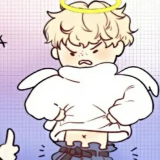 🍭 ángel, anime, dibujos animados, chibi, lindo, enojado whatsapp sticker