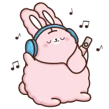 🎧 kelinci, headphone, merah muda, musik, imut, kartun telegram sticker