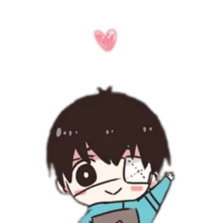 👋 Anime, Cartoon, Süß, Herz, Charakter, Augenklappe, Chibi telegram sticker