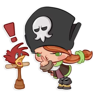 🔇 Pirat, Sticker, Cartoon, Figur, Roter Vogel, Mädchen whatsapp sticker