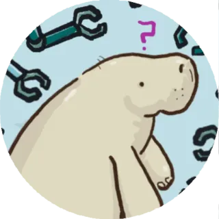 🤖 ламантин, вопросительный знак, животное, мультфильм whatsapp sticker