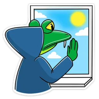 ☀️ Frosch, Fenster, Sonne, Natur, Cartoon, Reptil telegram sticker