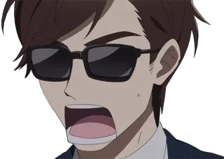 😨 аниме, мужчина, в шоке, удивление, очки, реакция telegram sticker
