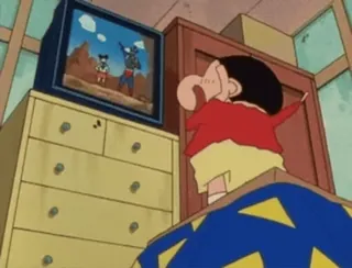 😃 Shin-chan Anime, Dessin animé, Regarder la télé, Shin Chan whatsapp sticker