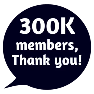 😵 300K members, Thank you! membros, comunidade, obrigado, marco telegram sticker
