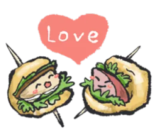 ❤ Love amour, sandwichs, mignon, kawaii, nourriture whatsapp sticker