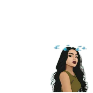 😌 wanita, berambut cokelat, kartun, ilustrasi, gadis, karakter whatsapp sticker