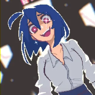 😂 anime, cartoon, woman, pixel art, female, illustration telegram sticker