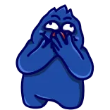 🤭 蓝色, 怪物, 角色, 捂嘴, 紧张 whatsapp sticker
