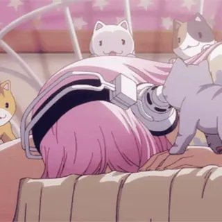 💤 Anime, Chat, Cheveux roses, Mignon, Kawaii, Dormir whatsapp sticker