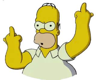 🖕 Homer Simpson The Simpsons Homer Simpson, middle finger, cartoon, offensive, The Simpsons telegram sticker