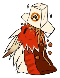 🍛 การ์ตูน, อาเจียน, บะหมี่, กล่องอาหารกลับบ้าน, ป่วย, อาหาร, อ้วก telegram sticker