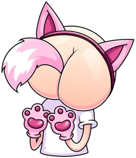 😺 Cartoon, Tier, Katze, Figur, Lustig, Süß, Rosa telegram sticker