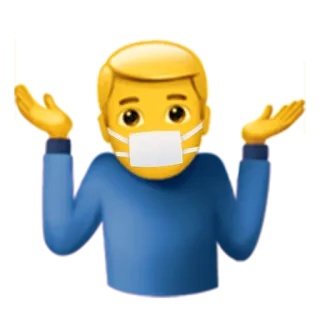 🤷‍♂️ Emoji, Mengangkat bahu, Bermasker, Covid-19, Tidak yakin, Kuning, Masker medis whatsapp sticker