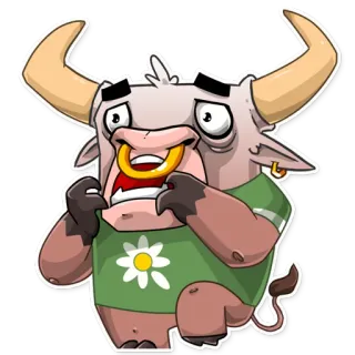 😨 Cartoon, Stier, Tier, Niedlich, Lustig, Aufkleber telegram sticker