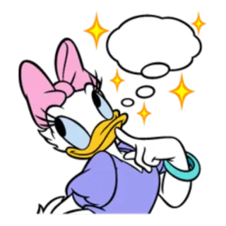 🤔 Daisy Duck hoạt hình, Disney, vịt, animated, nhân vật nữ, suy nghĩ, mơ mộng telegram sticker