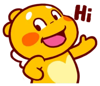 🌝 Hi Мультик, Милый, Персонаж, Желтый, Машет, Дружелюбный whatsapp sticker