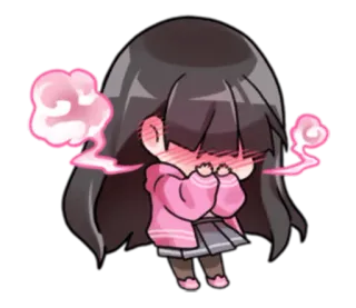 😊 Чиби, Аниме девушка, Краснеет, Милая, Розовый, Каваий telegram sticker