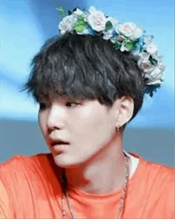 ☺️ Suga suga, bts, kpop, couronne de fleurs, chanteur telegram sticker